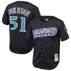 Randy Johnson Arizona Diamondbacks Mitchell &amp; Ness Youth Cooperstown Collection Mesh Batting Practice Jersey – Black 2019