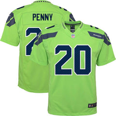 Rashaad Penny Seattle Seahawks Youth Color Rush Player Game Jersey – Neon Green 2019