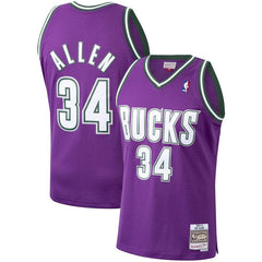 Ray Allen Milwaukee Bucks Mitchell &amp; Ness Hardwood Classics 2000-01 Swingman Jersey – Purple 2019