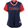 Image of Shohei Ohtani "Showtime" Los Angeles Angels Majestic Women's Players' Weekend Cool Base Jersey – Navy/Red 2019