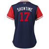 Image of Shohei Ohtani "Showtime" Los Angeles Angels Majestic Women's Players' Weekend Cool Base Jersey – Navy/Red 2019