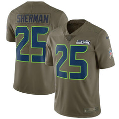 Richard Sherman Seattle Seahawks Salute To Service Limited Jersey - Olive 2019