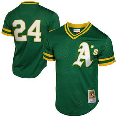 Rickey Henderson Oakland Athletics Mitchell &amp; Ness 1991 Cooperstown Mesh Batting Practice Jersey - Green 2019