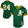 Image of Rickey Henderson Oakland Athletics Mitchell &amp; Ness 1991 Cooperstown Mesh Batting Practice Jersey - Green 2019