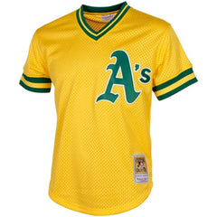 Rickey Henderson Oakland Athletics Mitchell & Ness Cooperstown Mesh Batting Practice Jersey - Yellow 2019