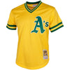 Image of Rickey Henderson Oakland Athletics Mitchell &amp; Ness Cooperstown Mesh Batting Practice Jersey - Yellow 2019