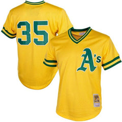 Rickey Henderson Oakland Athletics Mitchell &amp; Ness Cooperstown Mesh Batting Practice Jersey - Yellow 2019