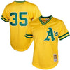 Image of Rickey Henderson Oakland Athletics Mitchell &amp; Ness Cooperstown Mesh Batting Practice Jersey - Yellow 2019