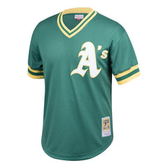 Rickey Henderson Oakland Athletics Mitchell & Ness Youth Cooperstown Collection Mesh Batting Practice Jersey – Green 2019