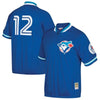 Image of Roberto Alomar Toronto Blue Jays Mitchell &amp; Ness Cooperstown Collection Mesh Batting Practice Quarter-Zip Jersey - Royal 2019