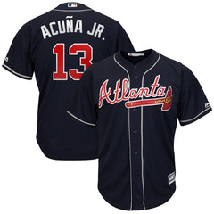 Ronald Acuña Jr. Atlanta Braves Majestic 2019 Alternate Official Cool Base Player Jersey - Navy 2019