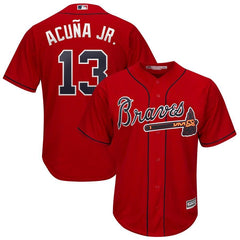 Ronald Acuña Jr. Atlanta Braves Majestic 2019 Alternate Official Cool Base Player Jersey - Scarlet 2019