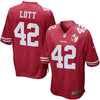 Image of Ronnie Lott San Francisco 49ers 70th Anniversary Patch Retired Game Jersey - Scarlet 2019