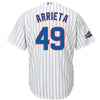 Image of Jake Arrieta Chicago Cubs Majestic Home 2016 Postseason Patch Cool Base Player Jersey - White/Royal 2019