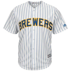 Christian Yelich Milwaukee Brewers Majestic Alternate Official Cool Base Player Jersey - White/Royal 2019