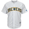 Image of Christian Yelich Milwaukee Brewers Majestic Alternate Official Cool Base Player Jersey - White/Royal 2019