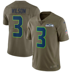 Russell Wilson Seattle Seahawks Salute To Service Limited Jersey - Olive 2019