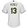 Image of Salvador Perez Kansas City Royals Majestic Memorial Day Cool Base Player Jersey - White 2019