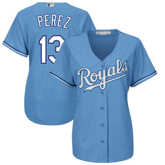 Salvador Perez Kansas City Royals Majestic Women's Alternate Cool Base Player Jersey - Light Blue 2019