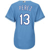 Image of Salvador Perez Kansas City Royals Majestic Women's Alternate Cool Base Player Jersey - Light Blue 2019