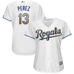 Salvador Perez Kansas City Royals Majestic Women's Home Cool Base Replica Jersey - White 2019