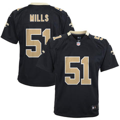 Sam Mills New Orleans Saints Youth Retired Game Jersey - Black 2019