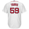 Image of Sam Travis Boston Red Sox Majestic Home Cool Base Replica Player Jersey - White 2019