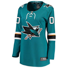 San Jose Sharks Women's Home Breakaway Custom Jersey - Teal 2019