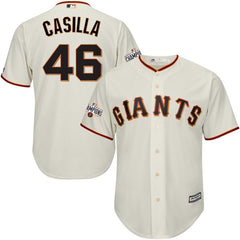 Santiago Casilla San Francisco Giants Majestic World Series Champions Cool Base Jersey - Cream 2019