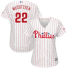 Image of Andrew McCutchen Philadelphia Phillies Majestic Women's Cool Base Player Jersey - White/Scarlet 2019