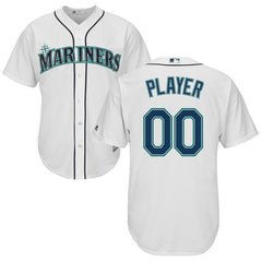 Seattle Mariners Majestic Cool Base Custom Jersey - White 2019