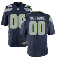 Seattle Seahawks Youth Custom Game Jersey - College Navy 2019