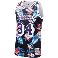 Shaquille O'Neal Los Angeles Lakers Mitchell & Ness Floral Fashion 1996-97 Hardwood Classics Swingman Jersey – Black 2019