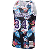 Image of Shaquille O'Neal Los Angeles Lakers Mitchell &amp; Ness Floral Fashion 1996-97 Hardwood Classics Swingman Jersey – Black 2019