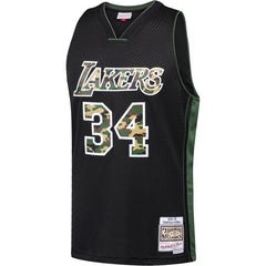 Shaquille O'Neal Los Angeles Lakers Mitchell & Ness Straight Fire Camo Swingman Jersey – Black 2019