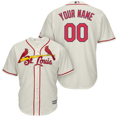 St. Louis Cardinals Majestic Cool Base Custom Jersey - Cream 2019