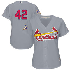 St. Louis Cardinals Majestic Women's 2019 Jackie Robinson Day Official Cool Base Jersey – Gray 2019