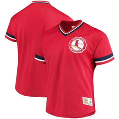 St. Louis Cardinals Mitchell &amp; Ness Mesh V-Neck Jersey – Red 2019