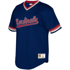 St. Louis Cardinals Mitchell & Ness Youth Cooperstown Collection Mesh Wordmark V-Neck Jersey – Navy 2019