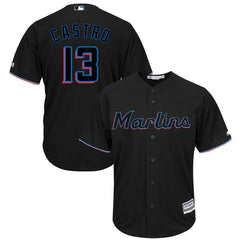 Starlin Castro Miami Marlins Majestic Alternate 2019 Cool Base Player Jersey – Black 2019