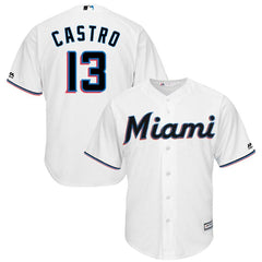 Starlin Castro Miami Marlins Majestic Home 2019 Cool Base Player Jersey – White 2019