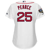 Image of Steve Pearce Boston Red Sox Majestic Women's World Series Champions Home Cool Base Player Jersey – White 2019