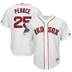 Steve Pearce Boston Red Sox Majestic World Series Champions Home Cool Base Player Jersey – White 2019