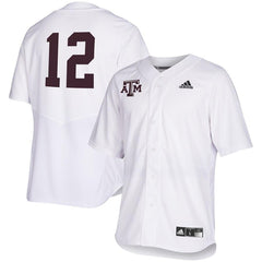 Texas A&amp;M Aggies  Full Button Baseball Jersey - White 2019