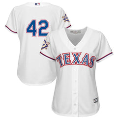 Texas Rangers Majestic Women's 2019 Jackie Robinson Day Official Cool Base Jersey – White 2019