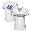 Image of Texas Rangers Majestic Women's 2019 Jackie Robinson Day Official Cool Base Jersey – White 2019