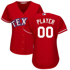 Texas Rangers Majestic Women's Alternate Cool Base Custom Jersey – Scarlet 2019