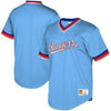 Image of Texas Rangers Mitchell &amp; Ness Youth Cooperstown Collection Mesh Wordmark V-Neck Jersey – Light Blue 2019