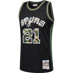 Tim Duncan San Antonio Spurs Mitchell & Ness Straight Fire Camo Swingman Jersey – Black 2019