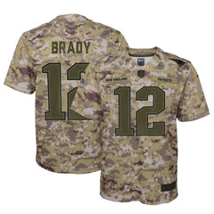 Tom Brady New England Patriots Youth Salute to Service Game Jersey - Camo 2019